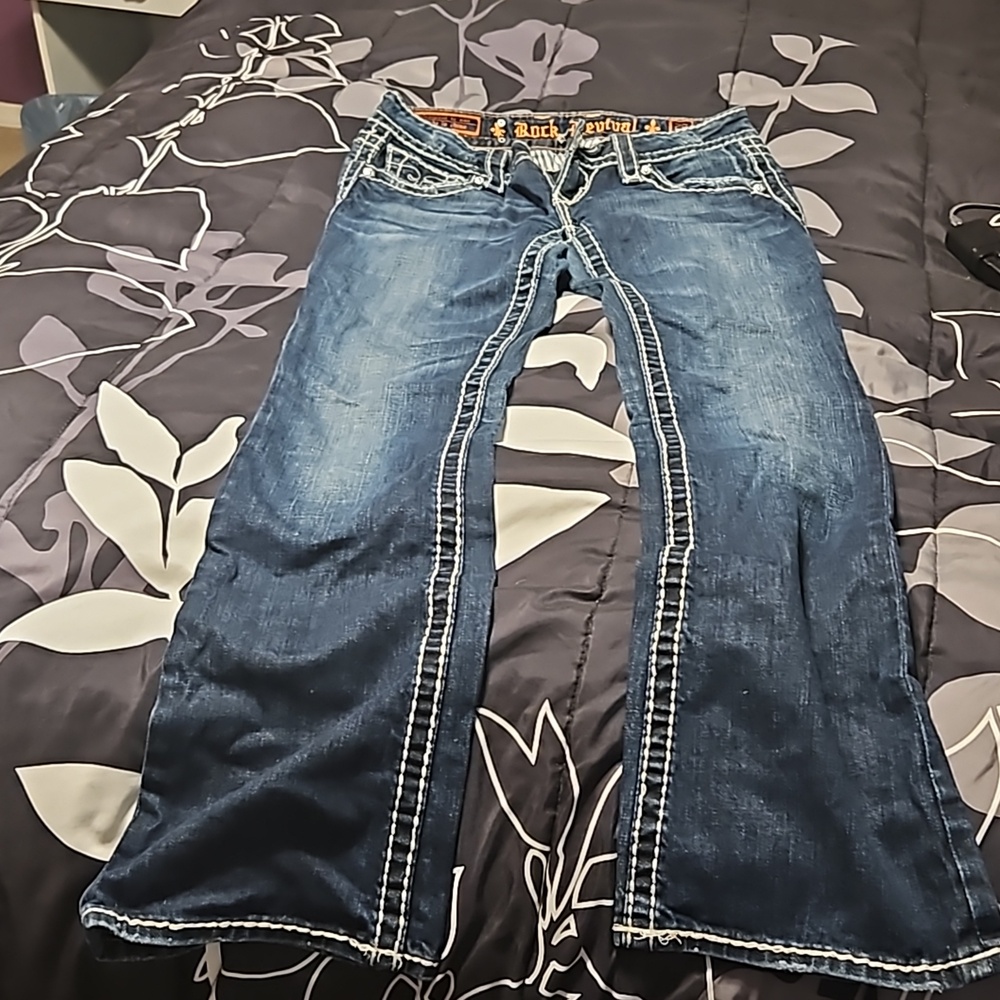 A pair of Size 27 Rock Revival jeans